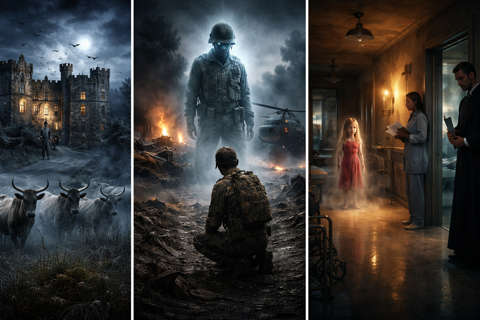 Spukschloss Chillingham bei Nacht. Geisterbegegnung in Vietnam. Spuk im Hospiz.